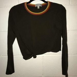 Army green long sleeve crop